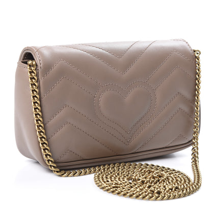 Gucci Calfskin Matelasse Super Mini GG Marmont Shoulder Bag Porcelain Rose 2 of 11