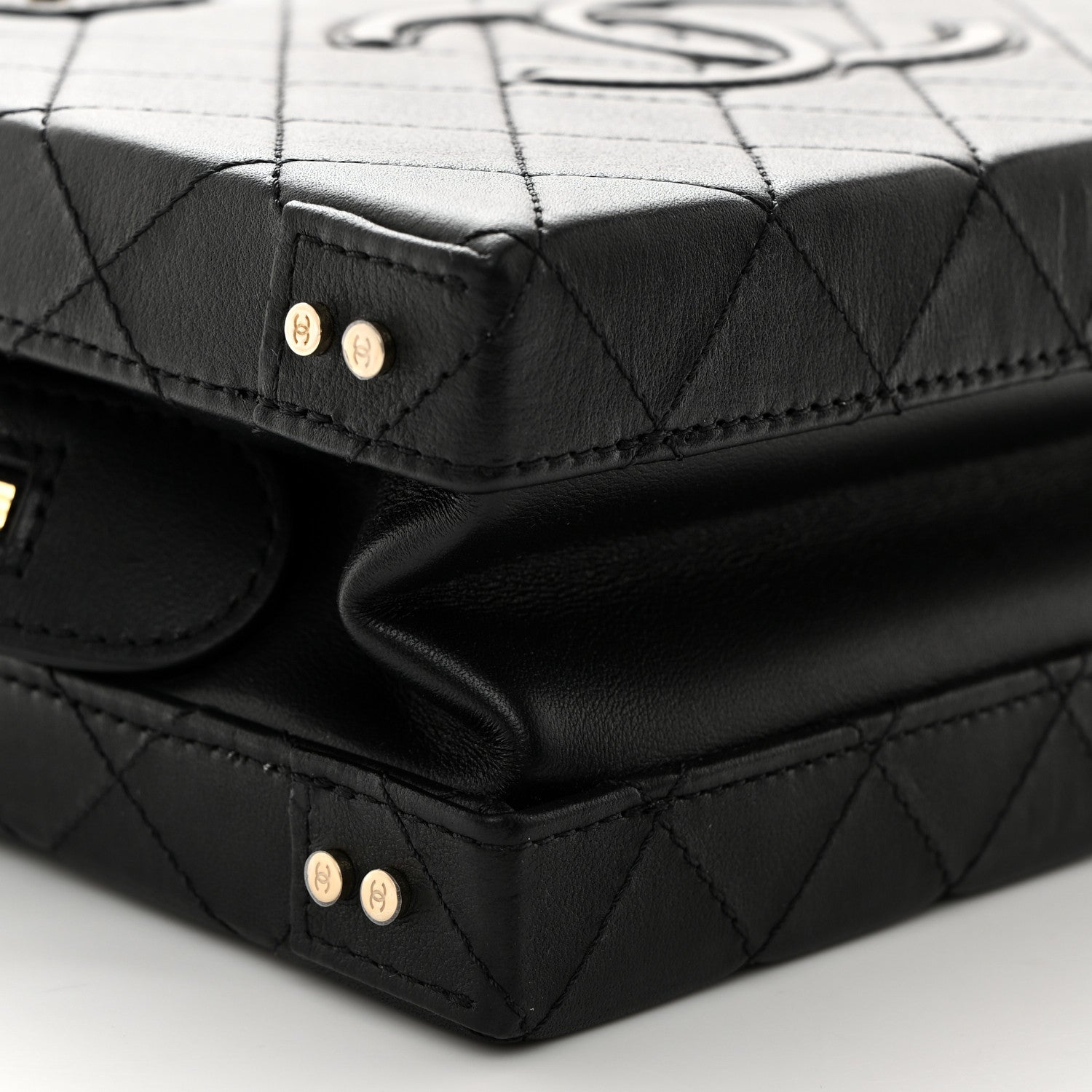Chanel Calfskin Quilted Studded Square Vanity Case Black 9 of 10