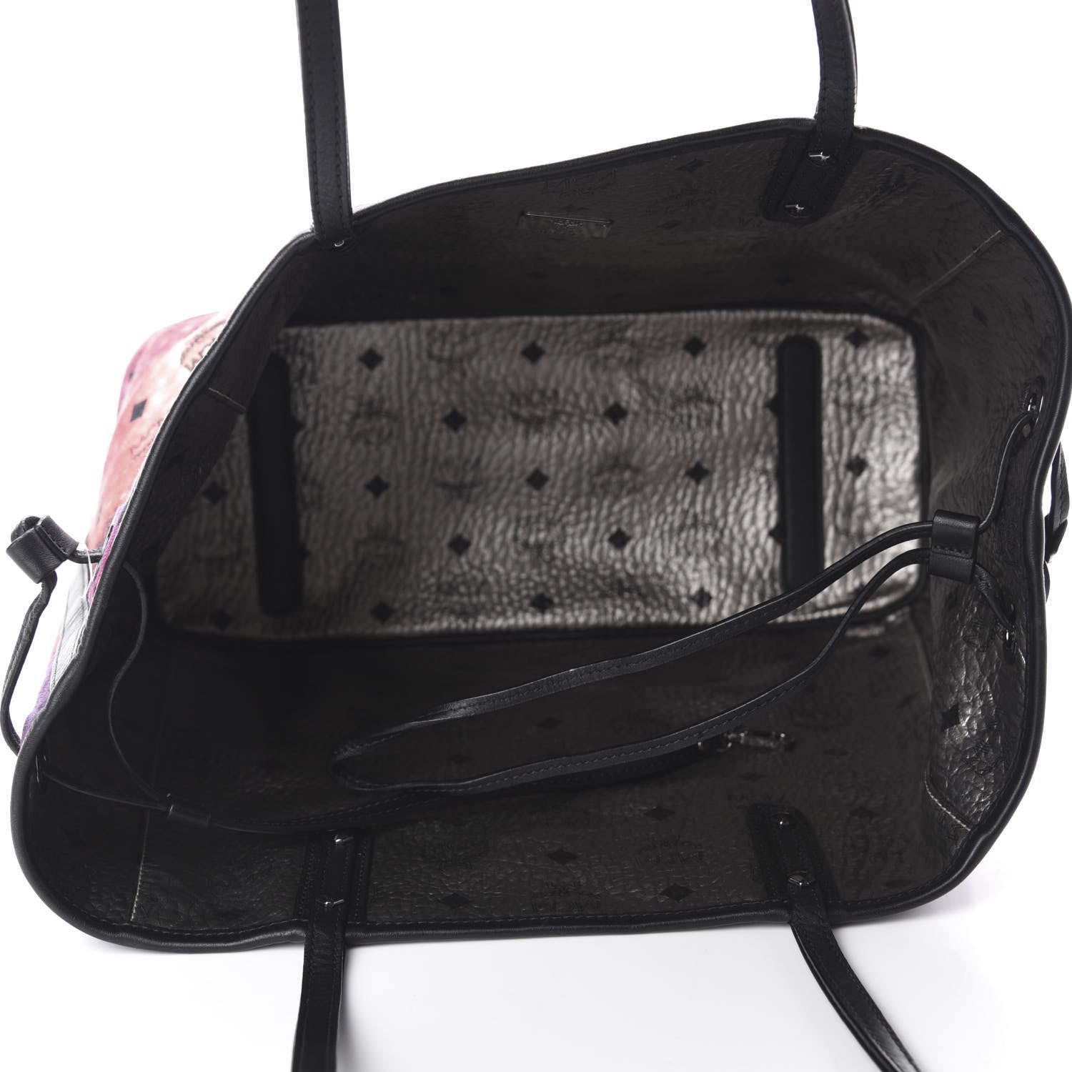 MCM Metallic Visetos Medium Reversible Shopper Tote Silver Black 13 of 16