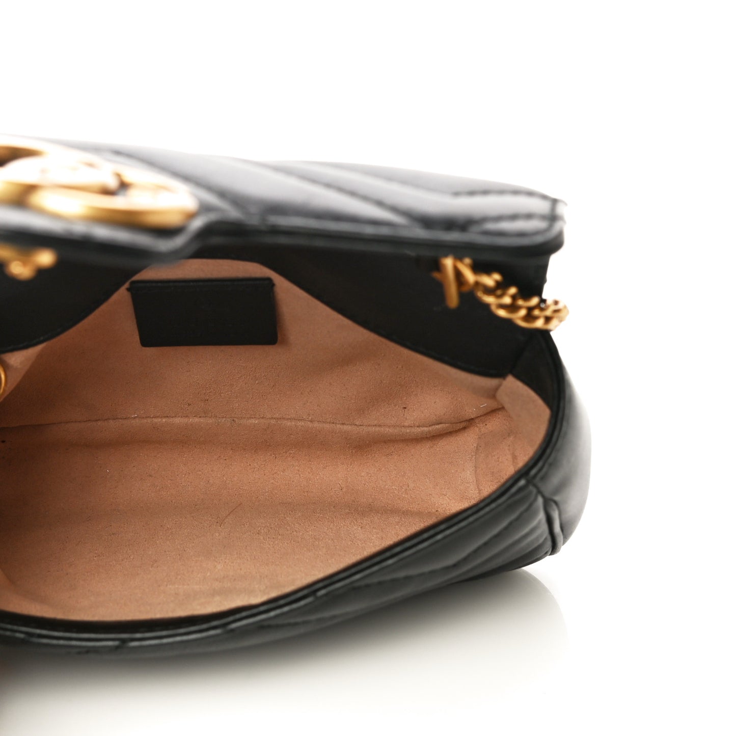 Calfskin Matelasse Super Mini GG Marmont Shoulder Bag Black