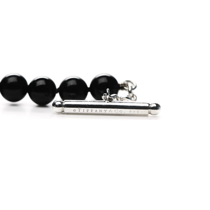 Tiffany Sterling Silver Black Onyx Bead Toggle Necklace 4 of 4