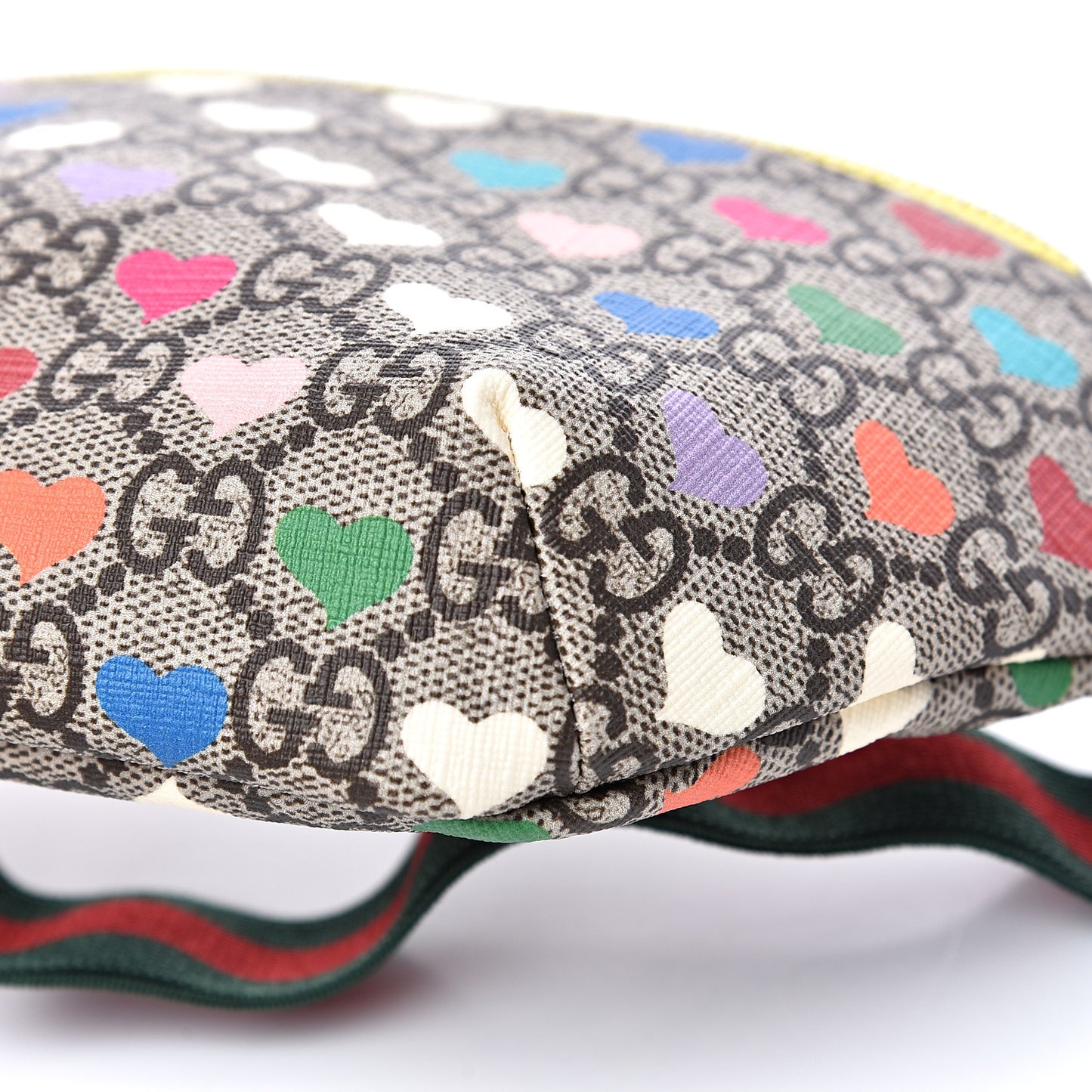 Soft GG Supreme Monogram Hearts Web Childrens Belt Bag Beige Ebony Multicolor Freesia