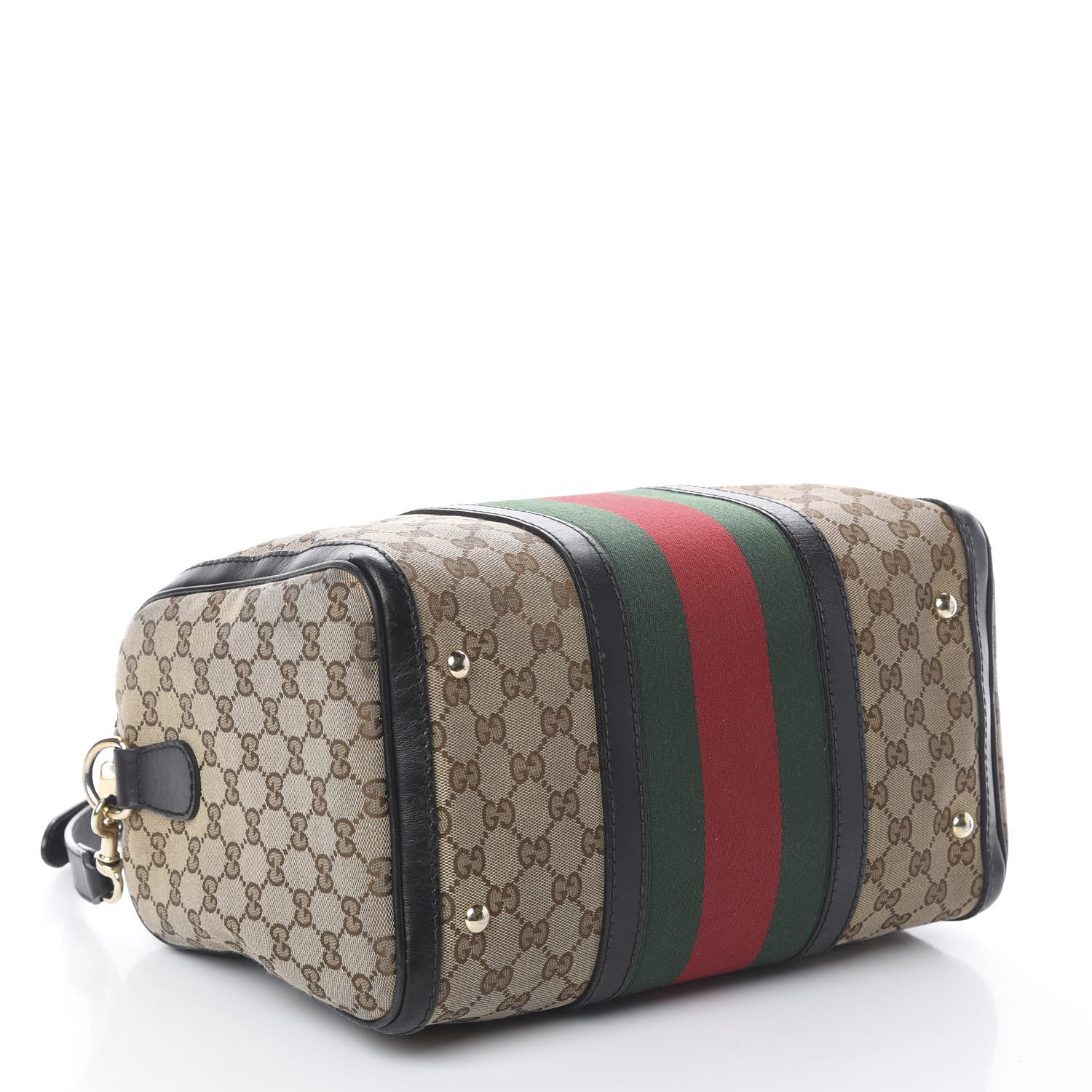 Gucci Monogram Vintage Web Medium Boston Dark Brown 3 of 10