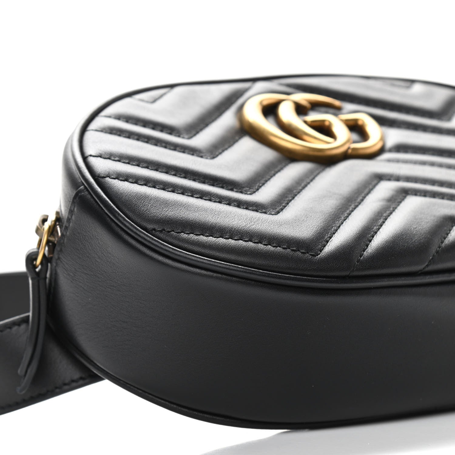 Gucci Calfskin Matelasse GG Marmont Belt Bag 85 34 Black 10 of 12