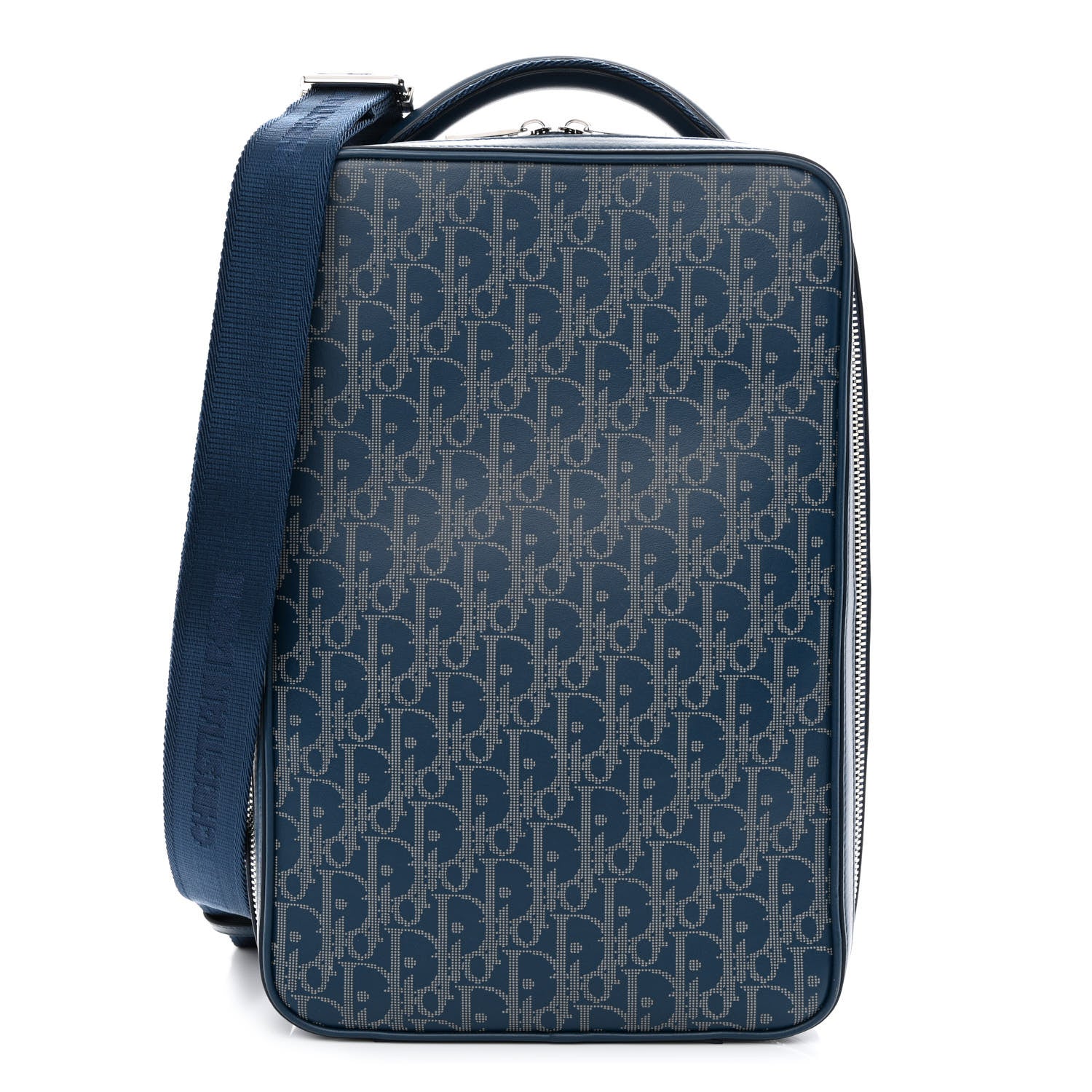 Christian Dior Calfskin Perforated Oblique Galaxy Marsupio World Tour Pelle Sling Navy Blue 1 of 10