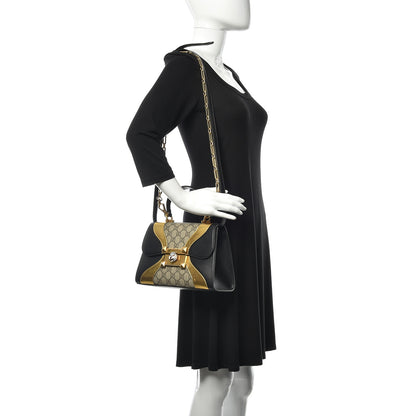 Gucci GG Supreme Monogram Small Osiride Top Handle Bag Black Gold 2 of 15