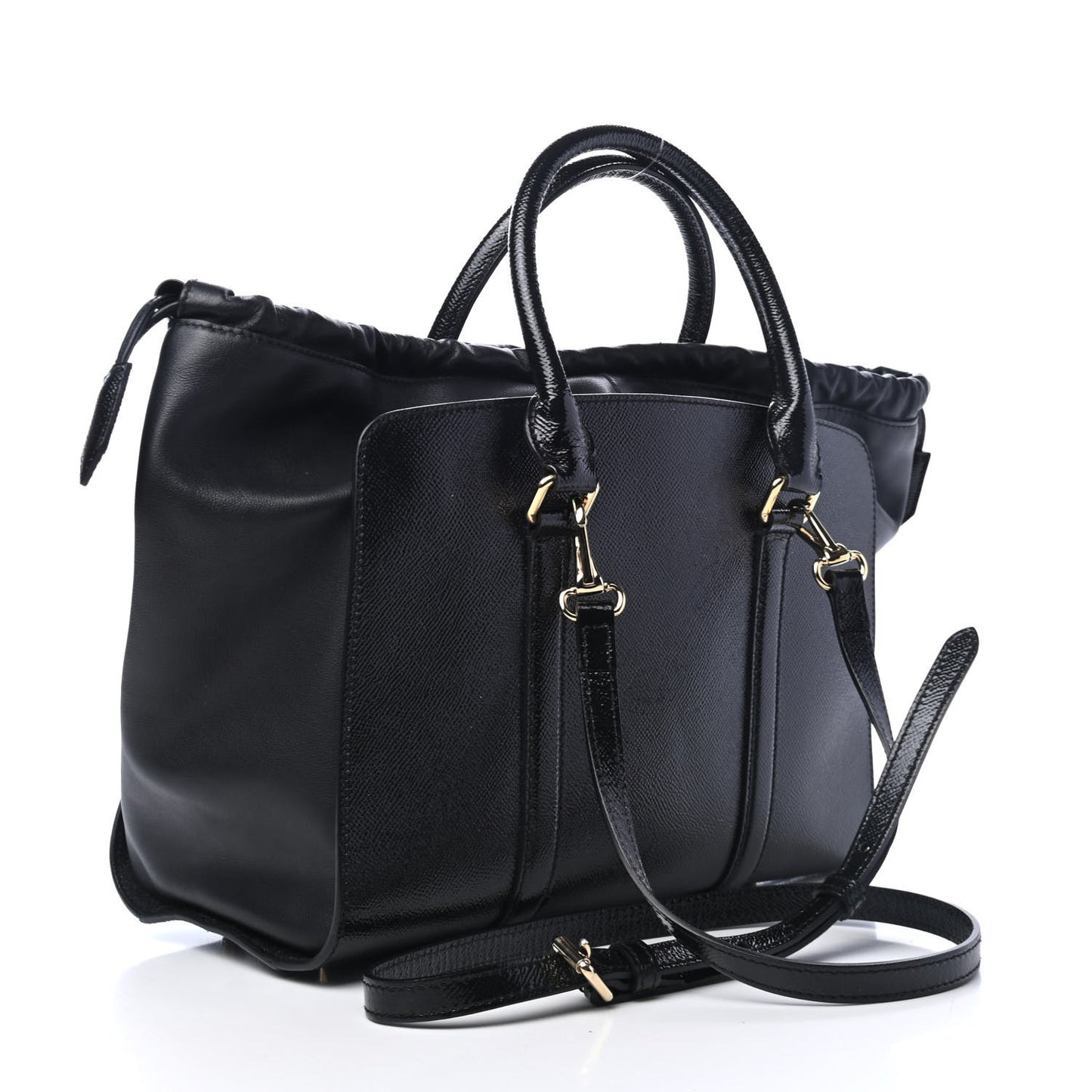 Patent Calfskin Medium Dinton Tote Black