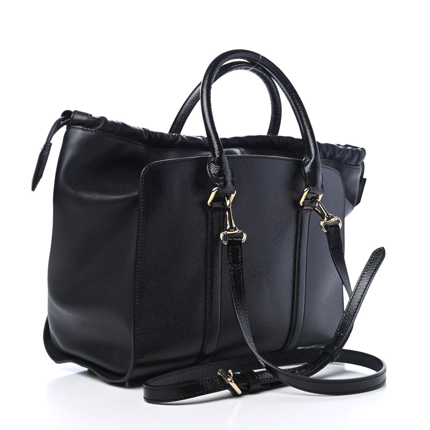 Burberry Patent Calfskin Medium Dinton Tote Black 2 of 4