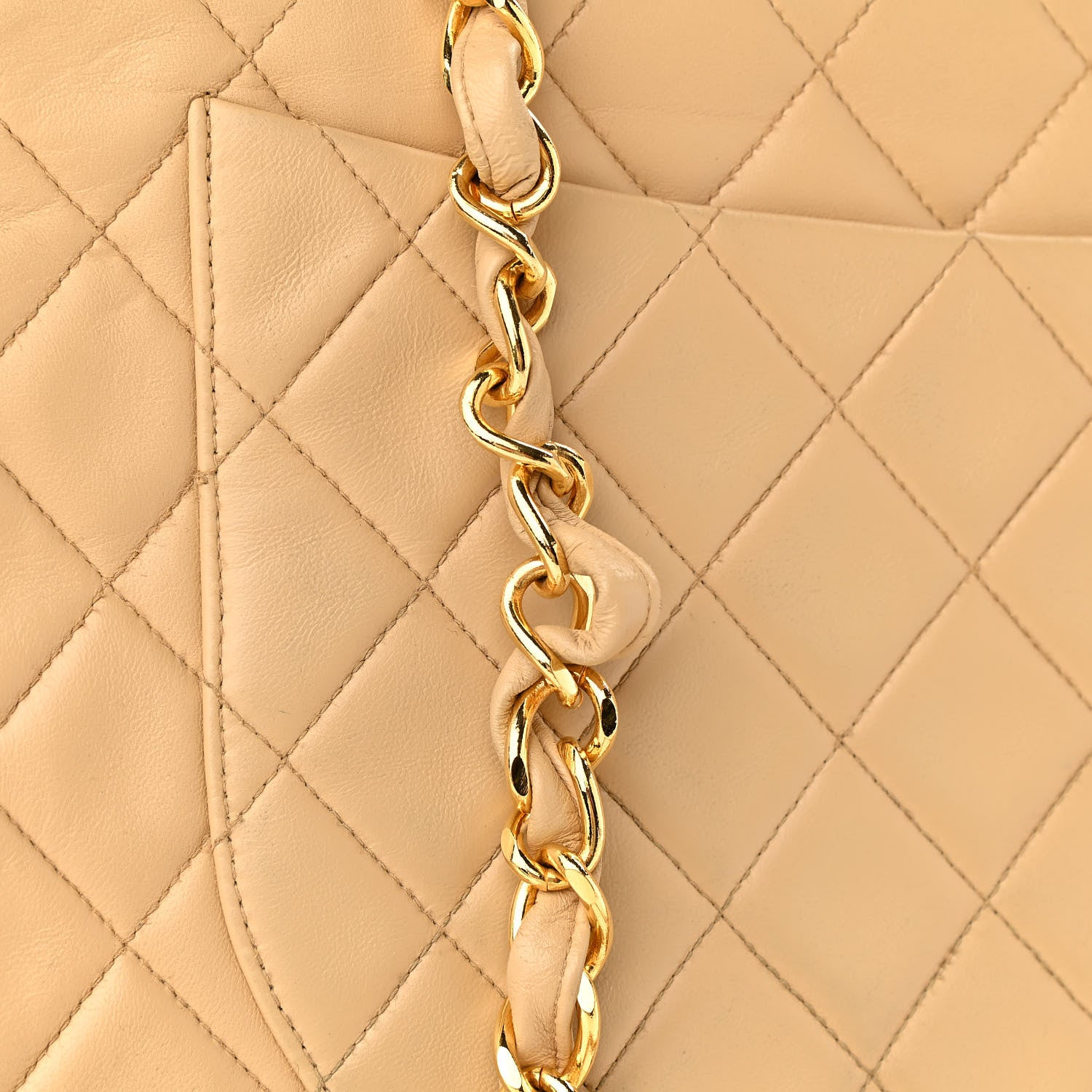 Chanel Lambskin Quilted XL Jumbo Single Flap Beige 13 of 14