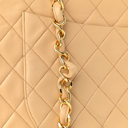 Chanel Lambskin Quilted XL Jumbo Single Flap Beige 13 of 14
