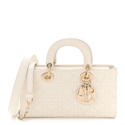 Christian Dior Lambskin Cannage Heart Medium Lady D-Joy White 1 of 17