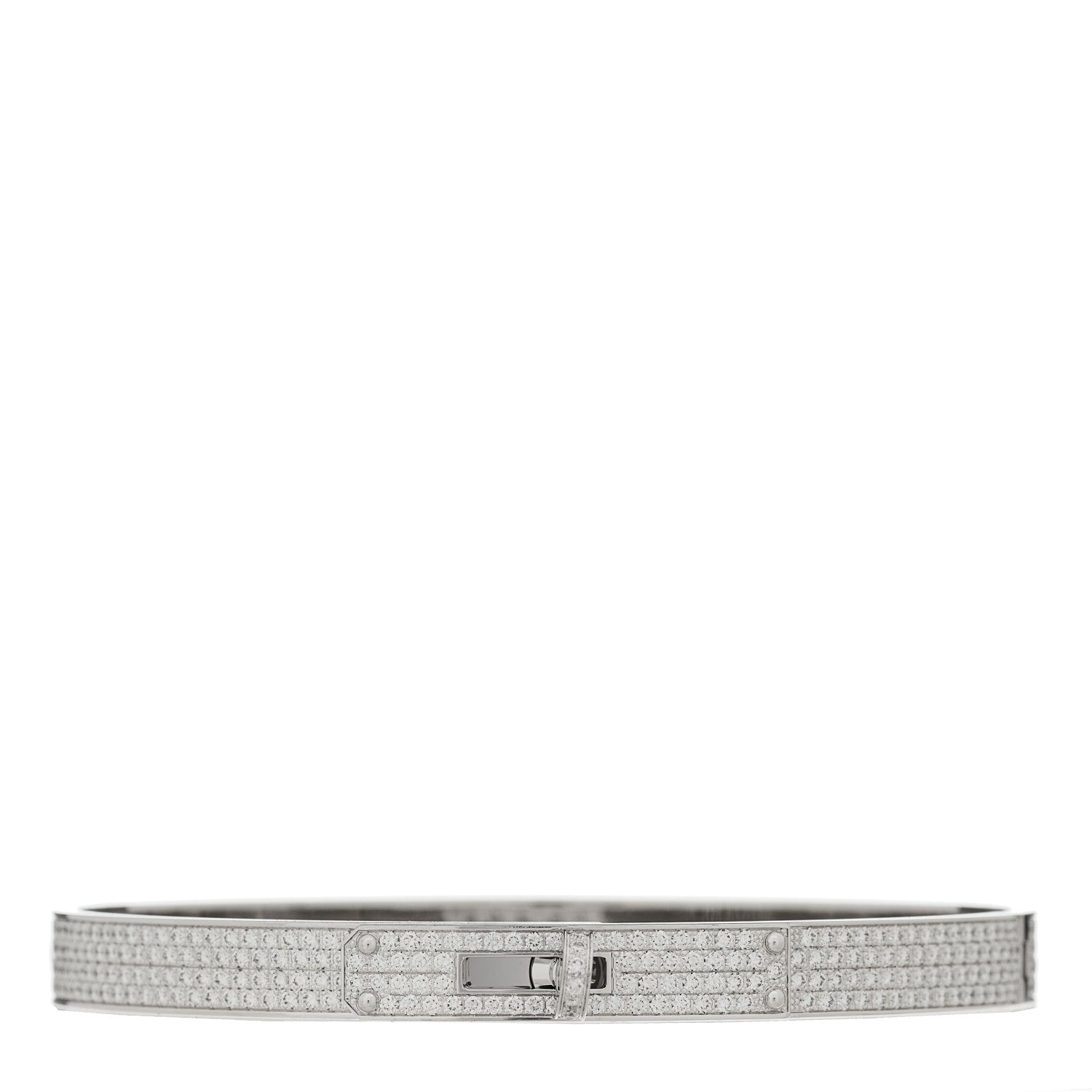 Hermes 18K White Gold Diamond Kelly Full Pave Bracelet SH 1 of 4