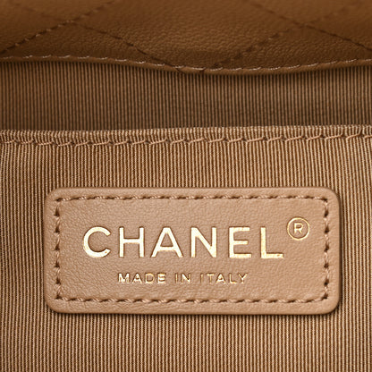 Chanel Caviar Quilted Rolled Up Bucket Drawstring Bag Beige 6 of 10