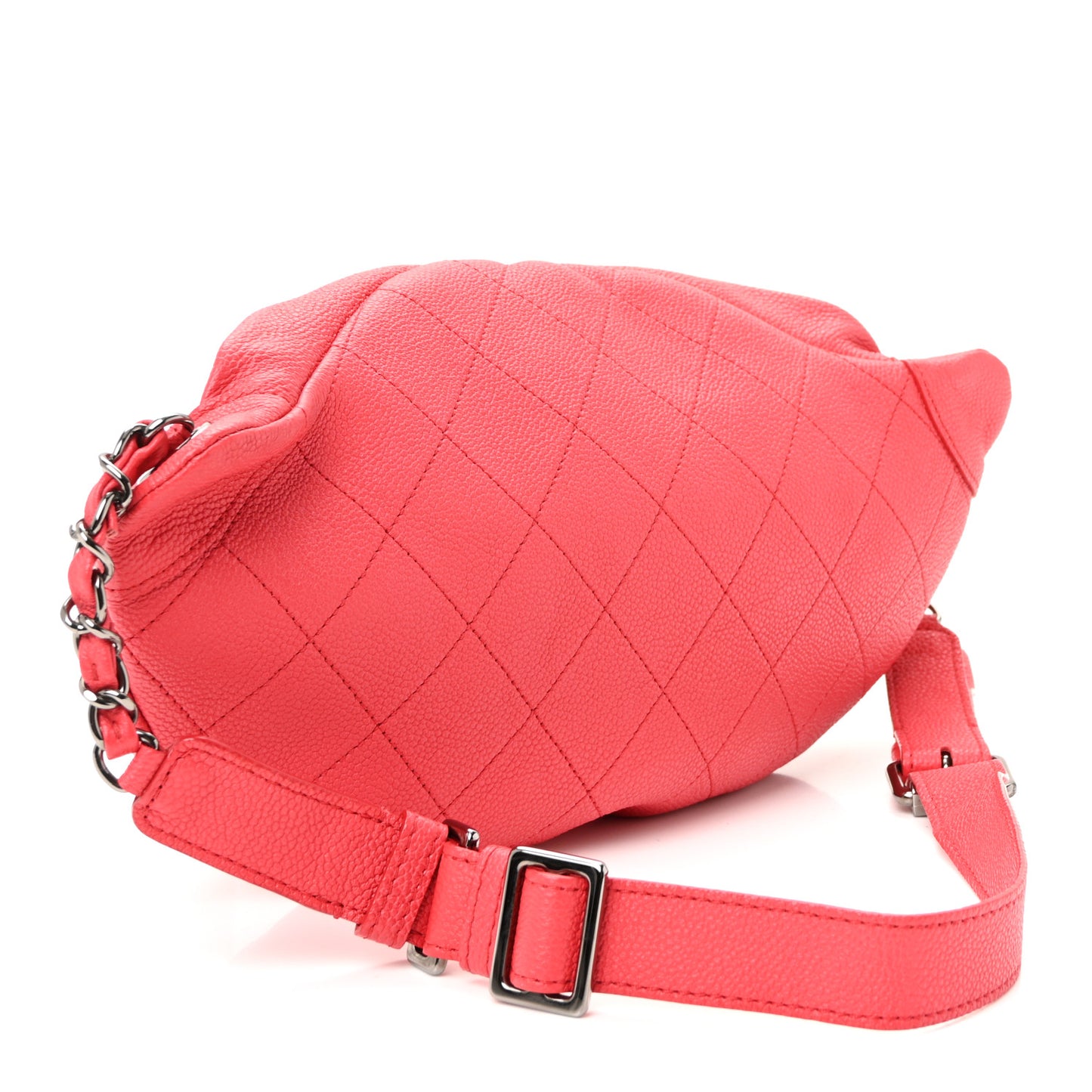 Caviar Stitched Banane Waist Bag Fanny Pack Pink