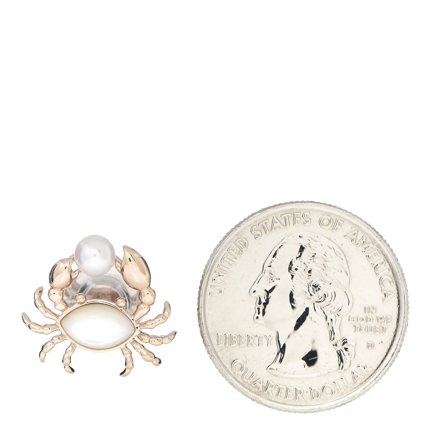 18K Rose Gold Akoya Pearl Mother of Pearl Crab Pin Brooch