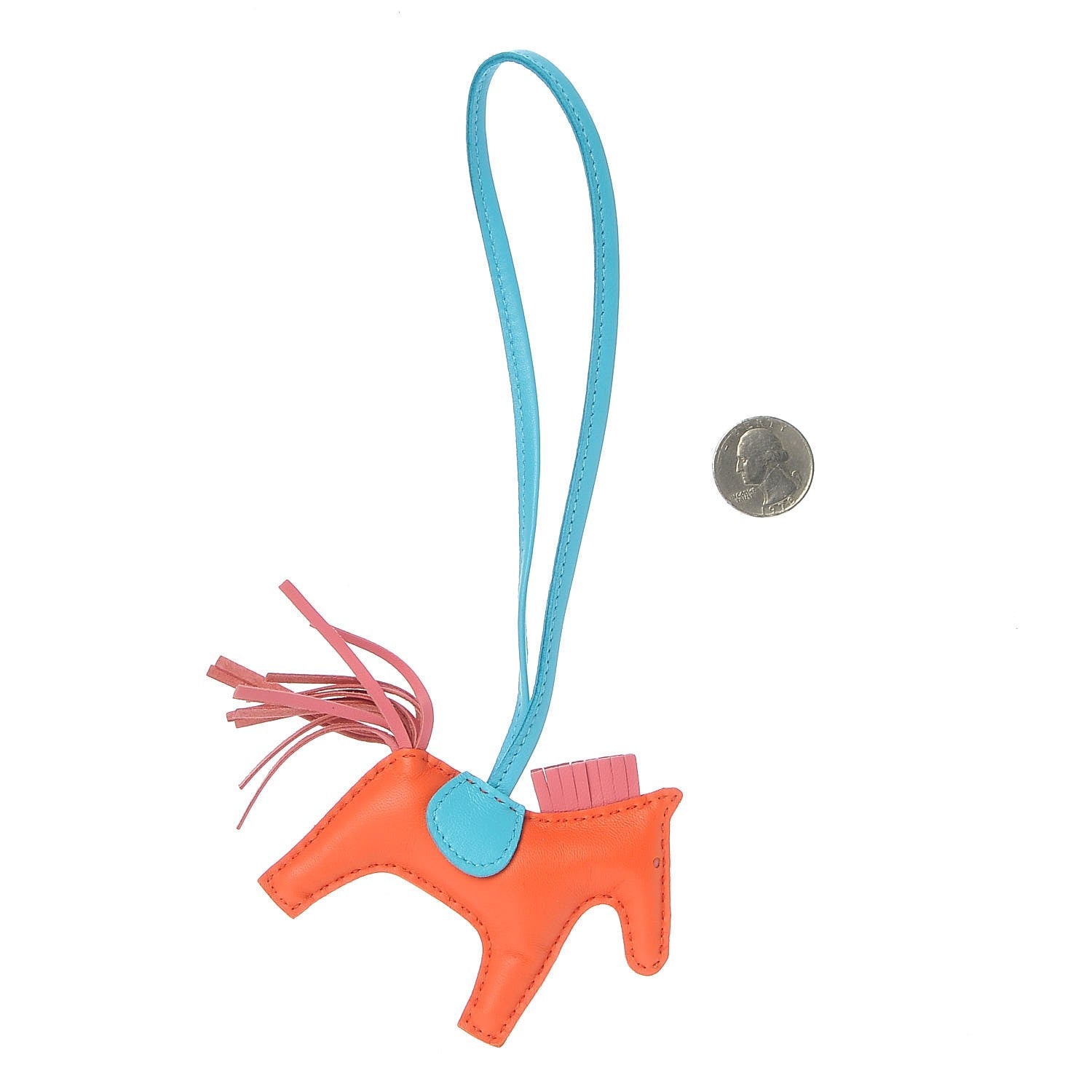 Hermes Milo Lambskin Grigri Rodeo Horse Bag Charm PM Orange Poppy Rose Azalee Bleu Azteque 2 of 4