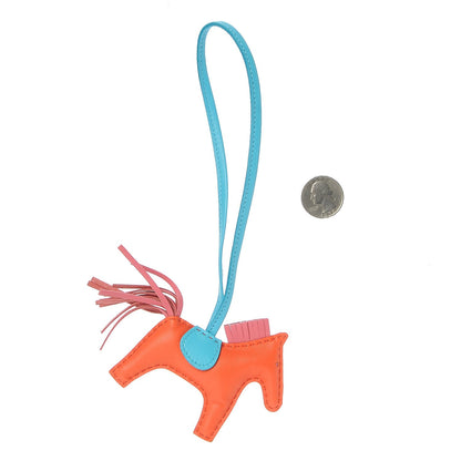 Hermes Milo Lambskin Grigri Rodeo Horse Bag Charm PM Orange Poppy Rose Azalee Bleu Azteque 2 of 4