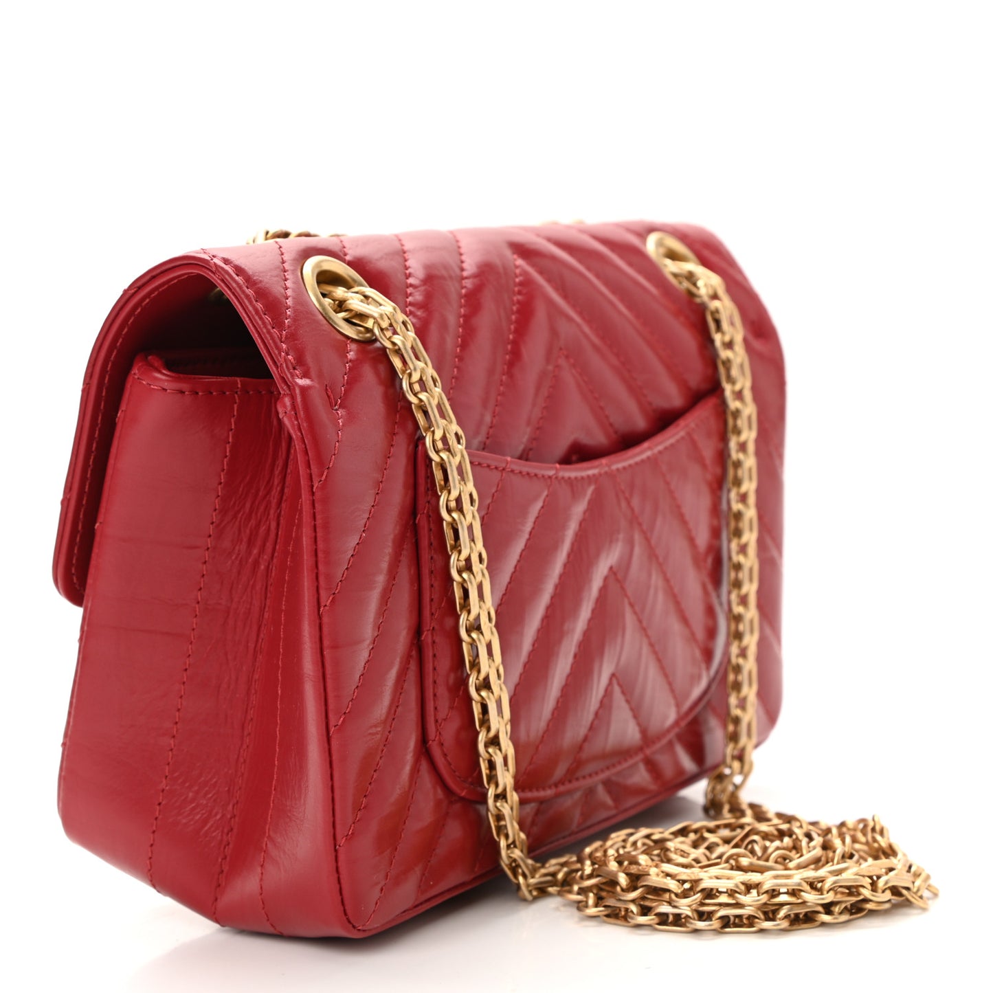 Aged Calfskin Chevron Quilted 2.55 Reissue Mini Flap Dark Red