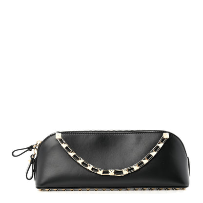 Valentino Garavani VALENTINO GARAVANI Smooth Calfskin Rockstud East West Crossbody Clutch Bag Black 1 of 10