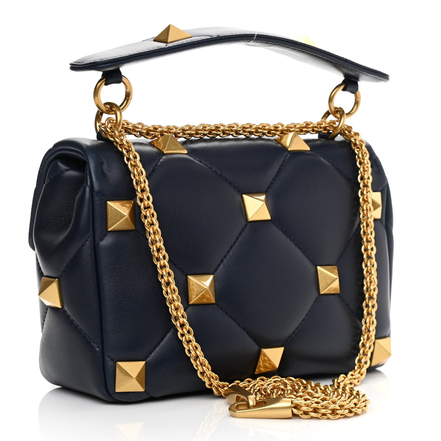 Valentino Garavani Nappa Medium Roman Stud Shoulder Bag Navy 3 of 9
