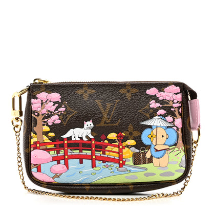 Louis Vuitton Monogram 2021 Christmas Animation Japanese Garden Mini Pochette Accessories Wisteria Pink 1 of 7