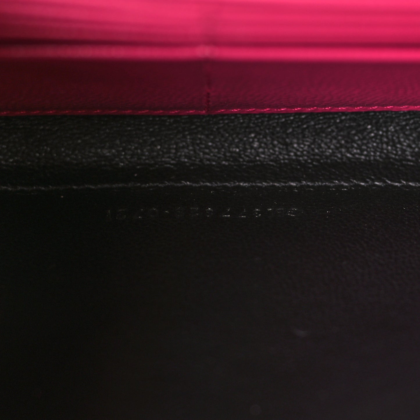 Grain De Poudre Matelasse Chevron Monogram Chain Wallet Lipstick Fuchsia
