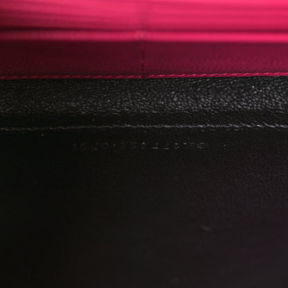 Saint Laurent Grain De Poudre Matelasse Chevron Monogram Chain Wallet Lipstick Fuchsia 7 of 9
