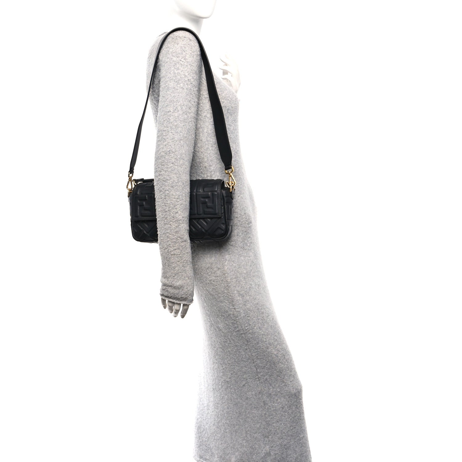 Fendi Nappa FF 1974 Embossed Baguette Black 2 of 10