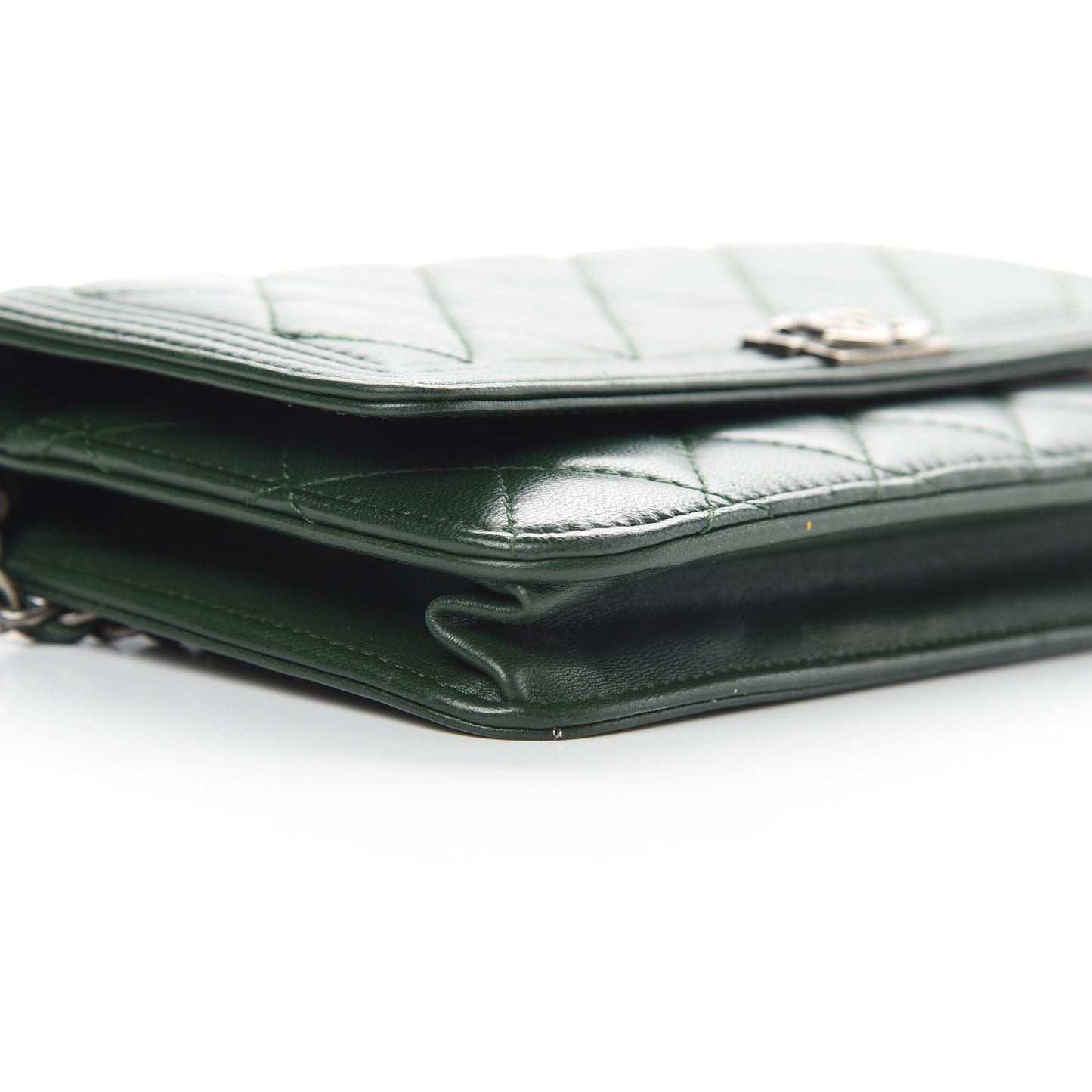 Lambskin Quilted Boy Wallet On Chain WOC Green