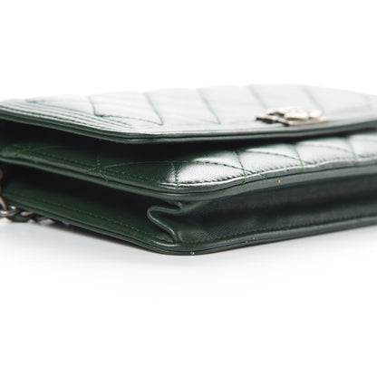 Chanel Lambskin Quilted Boy Wallet On Chain WOC Green 10 of 17
