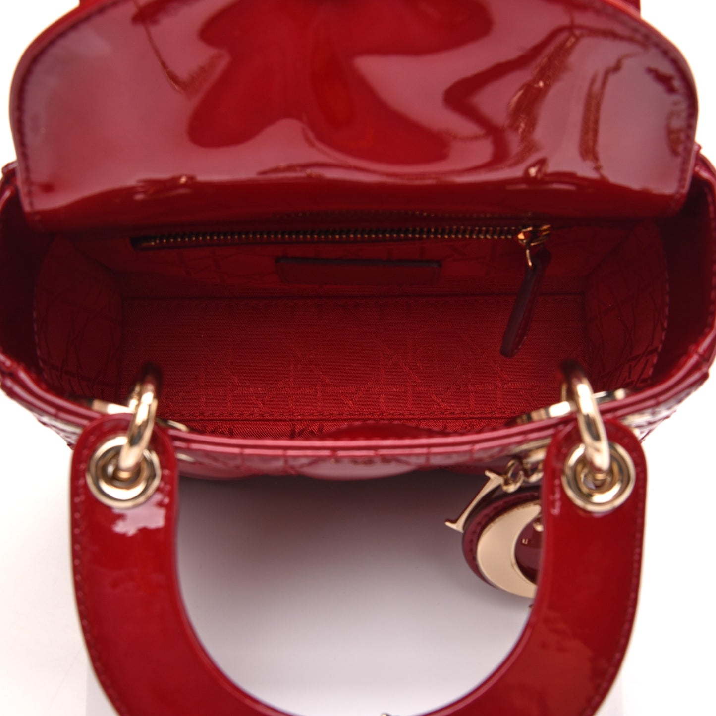 Patent Cannage Mini Lady Dior Red