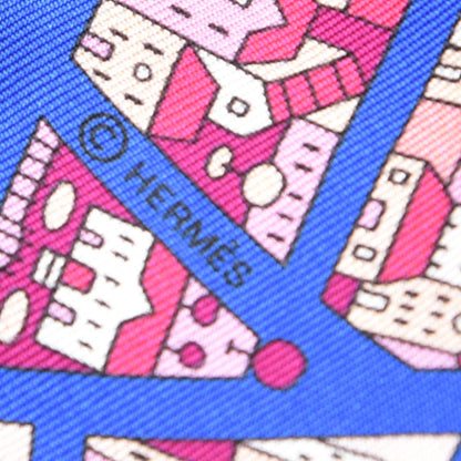 Hermes Silk Rive Droite Rive Gauche Twilly Bleu Roy Rose Beige 5 of 6
