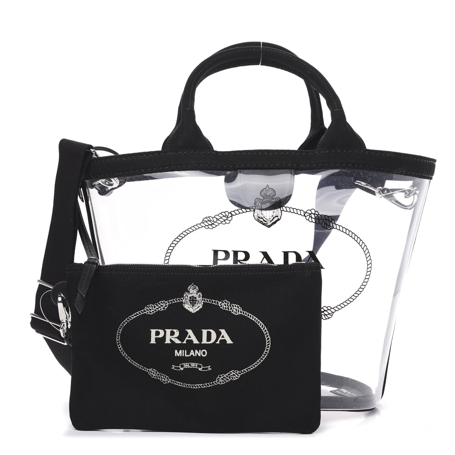 Prada Plexiglass Canapa Small Shopper Tote Black 1 of 7