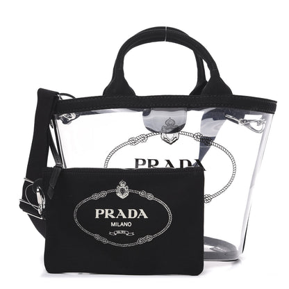 Prada Plexiglass Canapa Small Shopper Tote Black 1 of 7