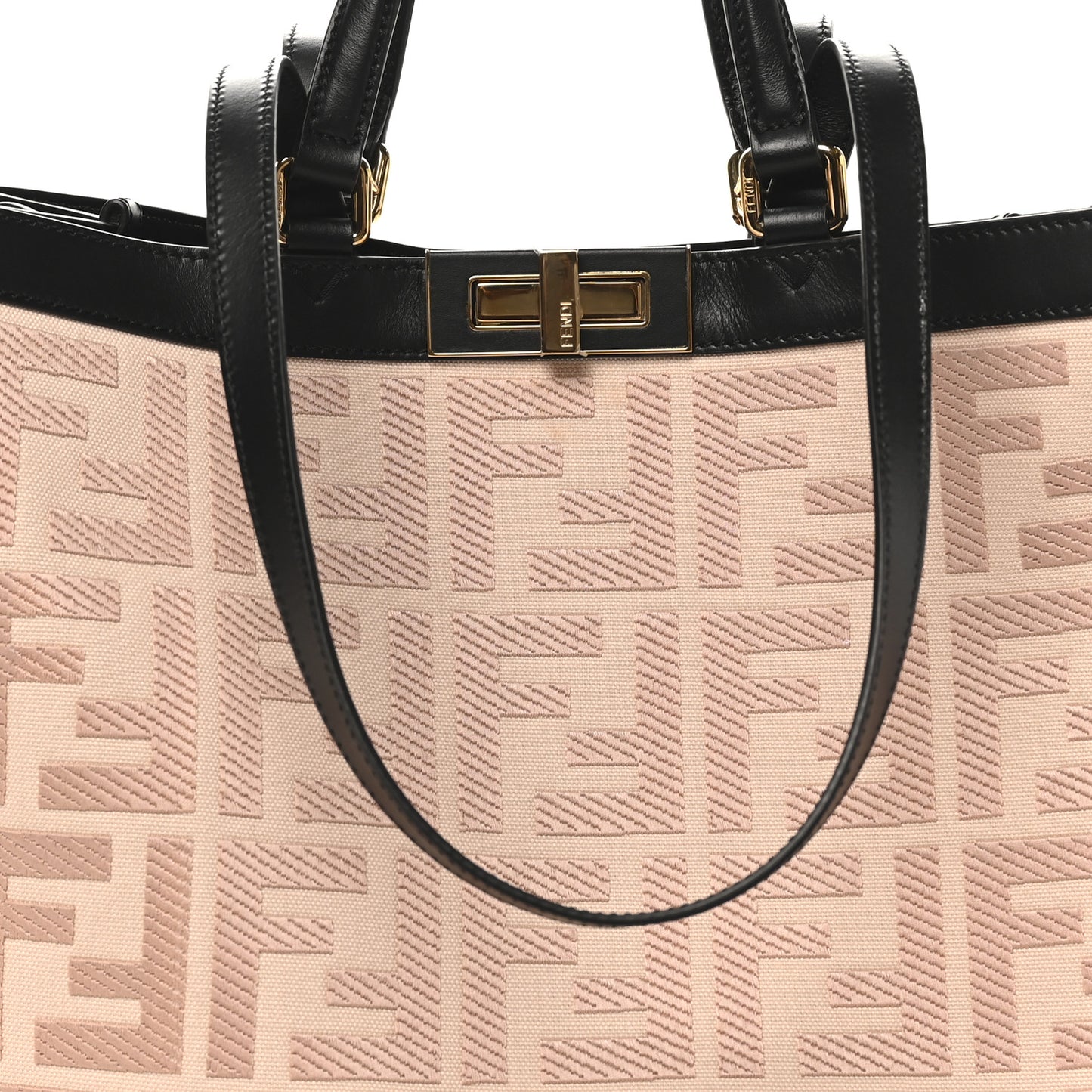 Canvas Vitello King FF Embroidered Medium Peekaboo X-Tote Rosa Quarzo Black