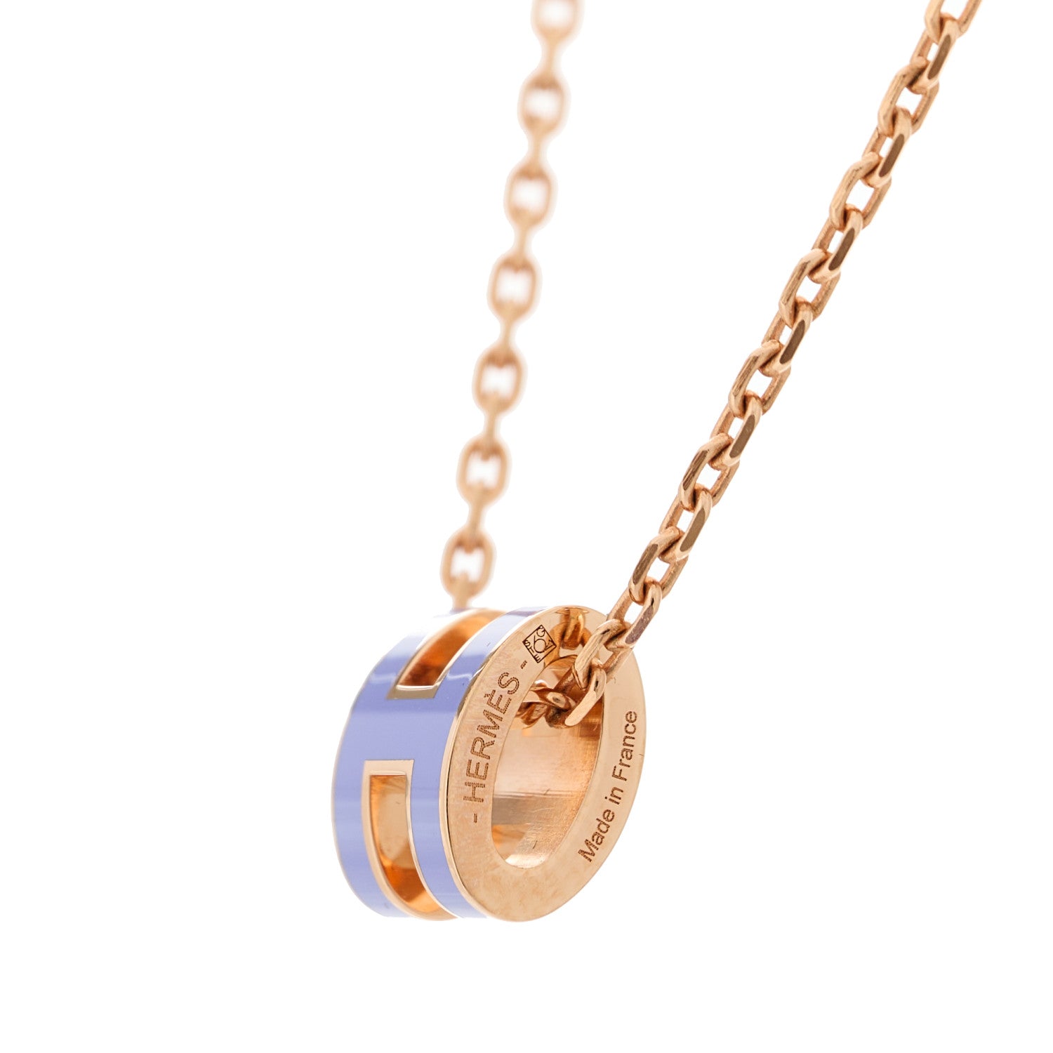 Hermes Rose Gold Mini Pop H Pendant Necklace Lilas 4 of 6