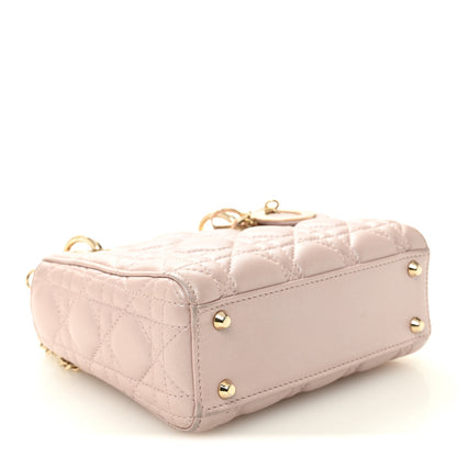 Christian Dior Metallic Lambskin Cannage Mini Lady Dior Lotus 4 of 10