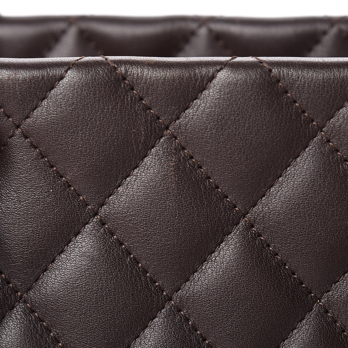 Calfskin Quilted Large Cambon Tote Brown