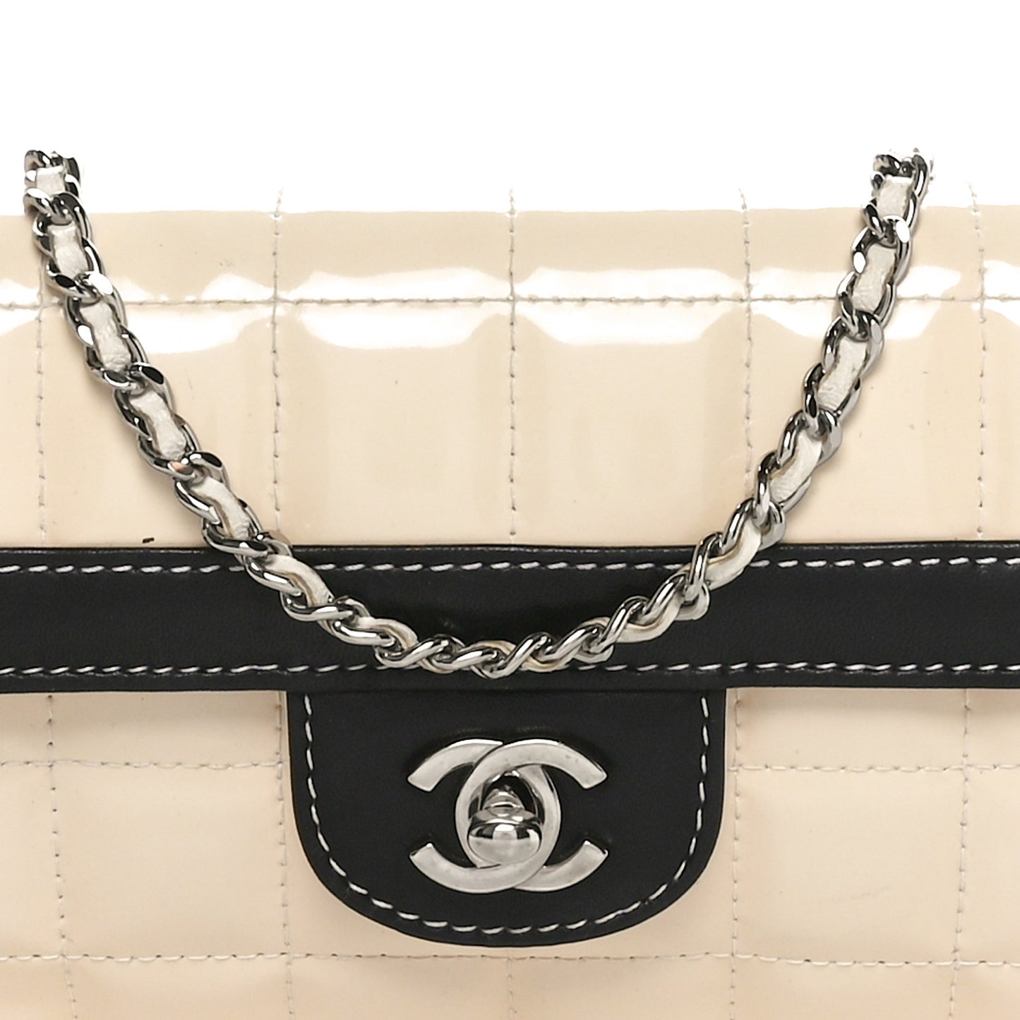 Patent East West Chocolate Bar Flap White Black