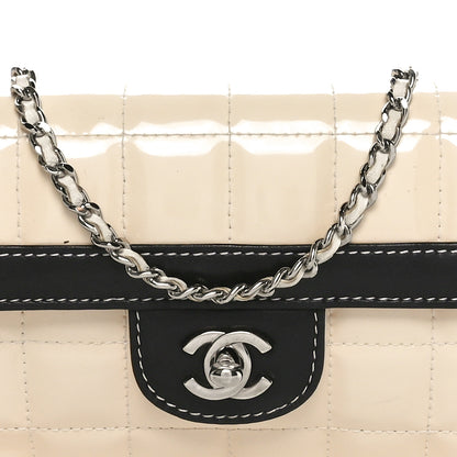 Chanel Patent East West Chocolate Bar Flap White Black 8 of 10