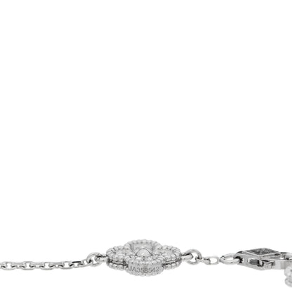 Van Cleef & Arpels 18K White Gold Diamond 6 Motifs Sweet Alhambra Bracelet 4 of 5