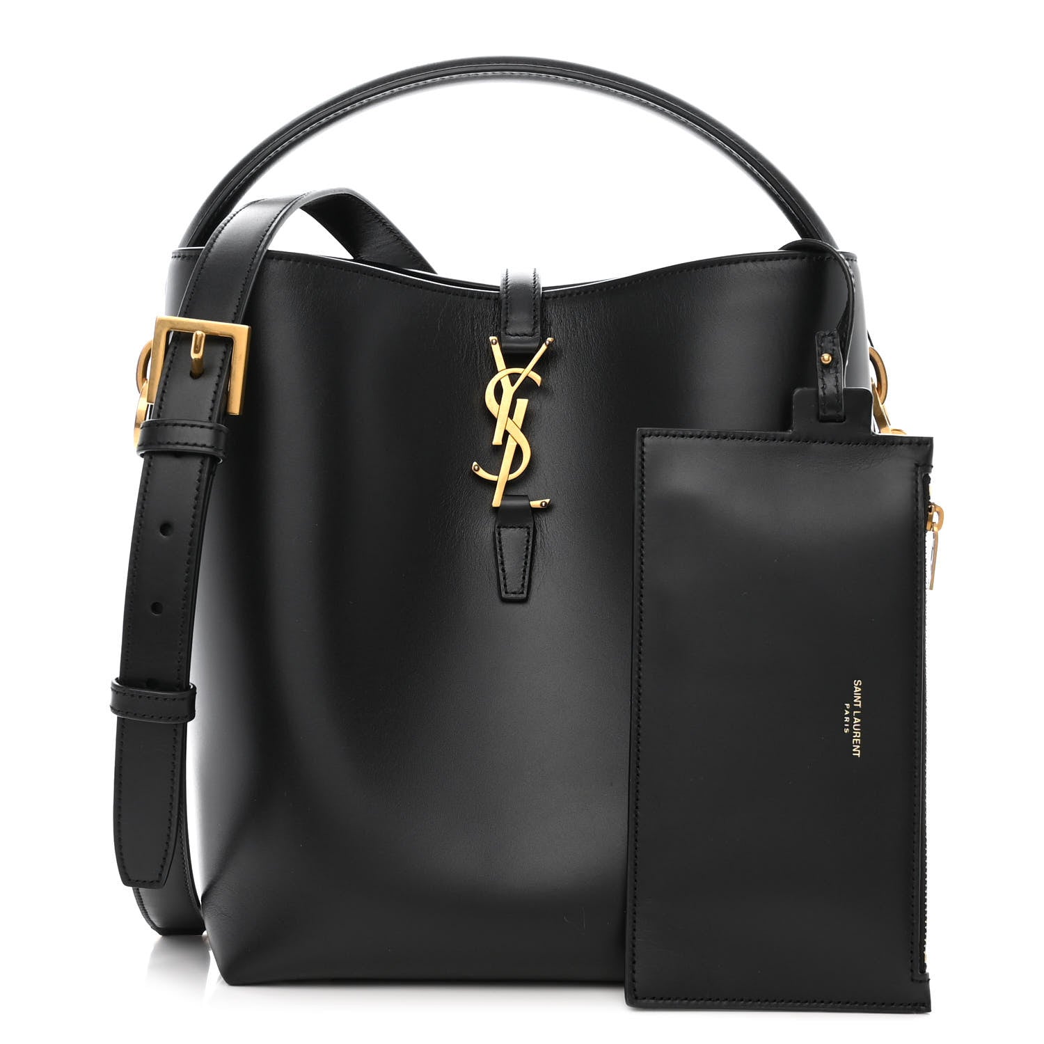 Saint Laurent Shiny Calfskin Le 37 Bucket Bag Black 1 of 15