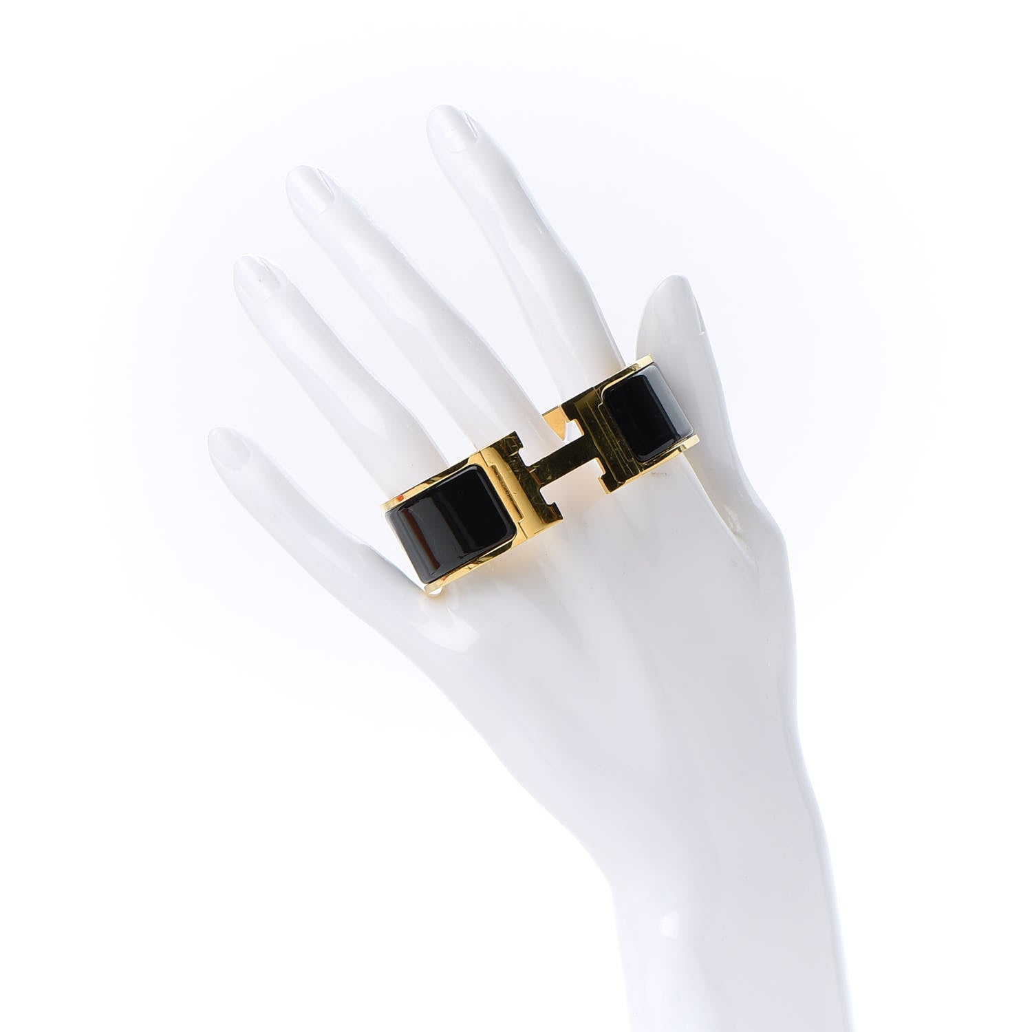 Hermes Enamel Wide Clic Clac H Bracelet GM Black 2 of 7