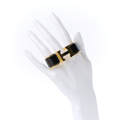 Hermes Enamel Wide Clic Clac H Bracelet GM Black 2 of 7