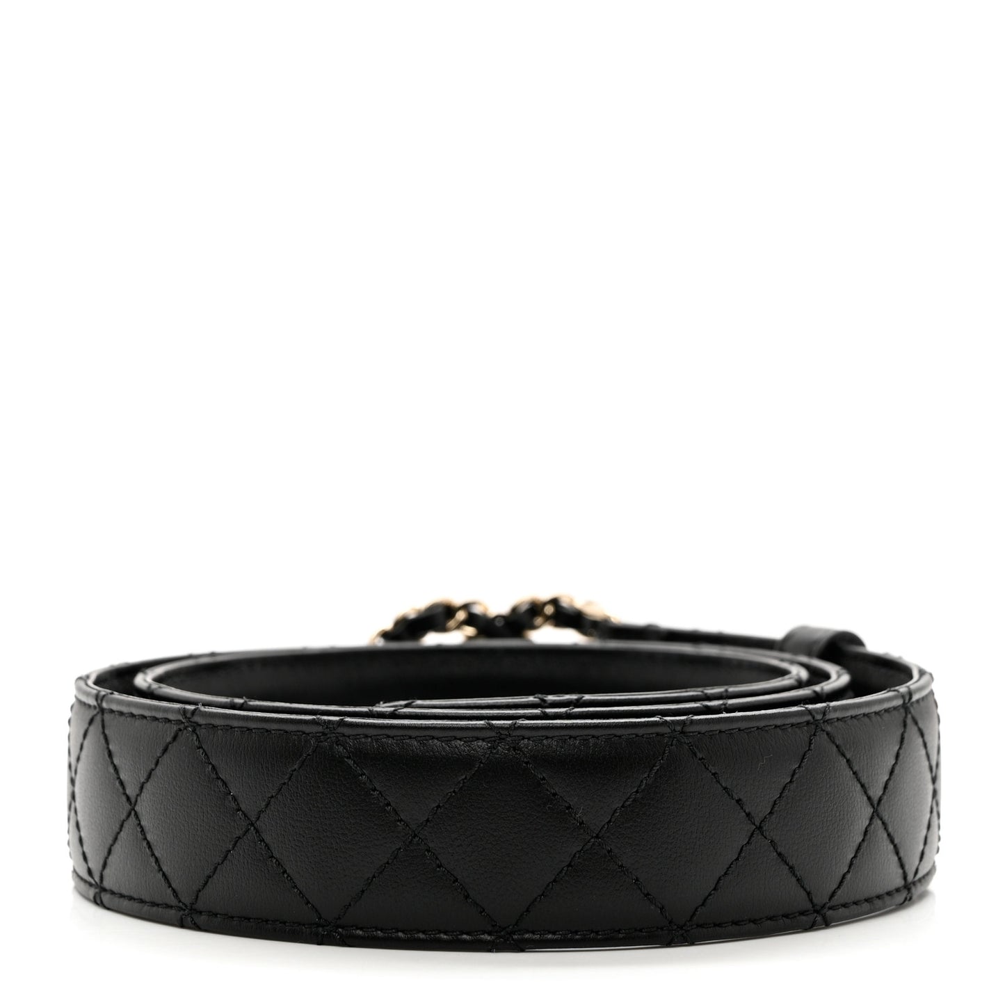 Calfskin Quilted CC Chain Belt 85 34 Black