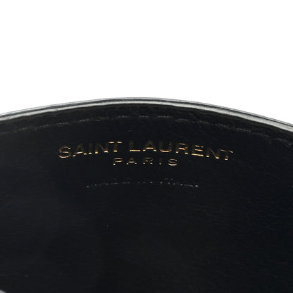 Saint Laurent Grain De Poudre Matelasse Chevron Monogram Credit Card Case Black 6 of 6