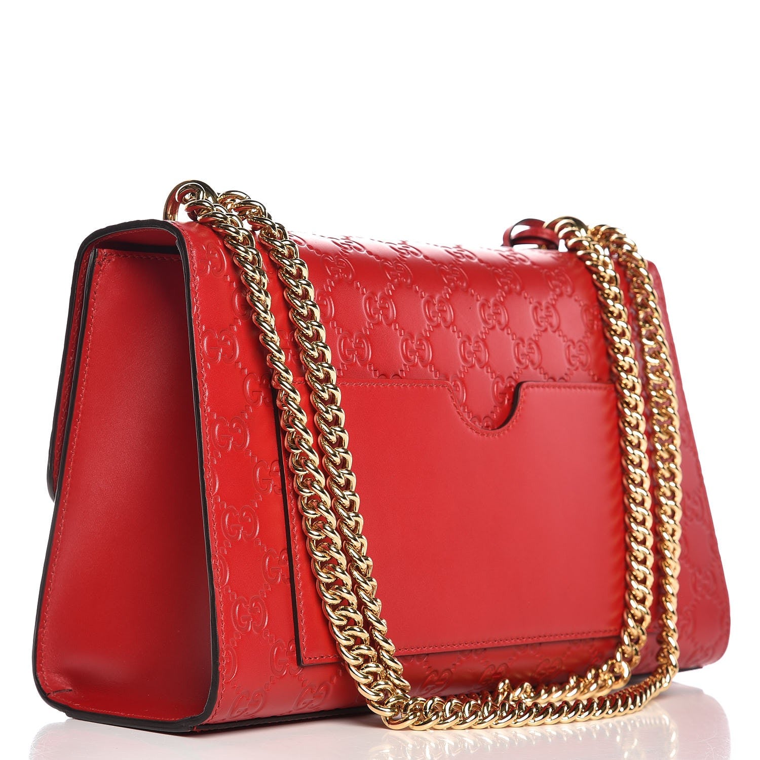 Gucci Guccissima Medium Padlock Shoulder Bag Hibiscus Red 3 of 10