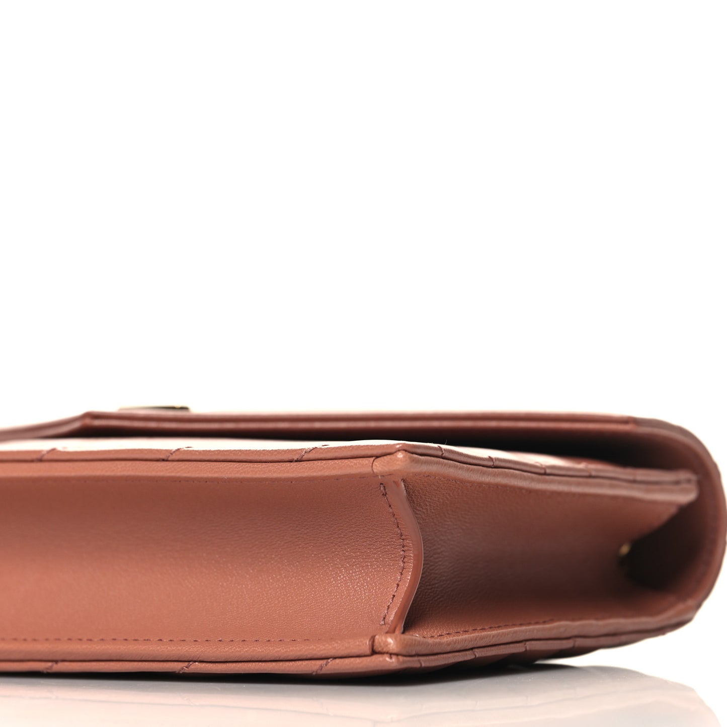 Calfskin Matelasse Chevron Monogram Envelope Chain Wallet Barely Pink