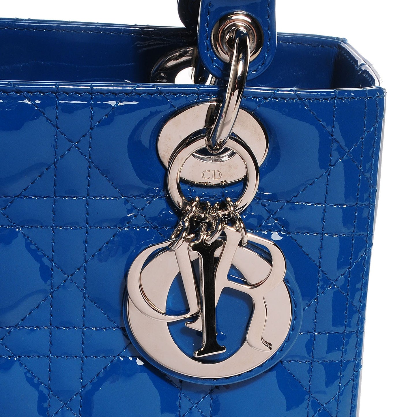 Patent Cannage Medium Lady Dior Cobalt