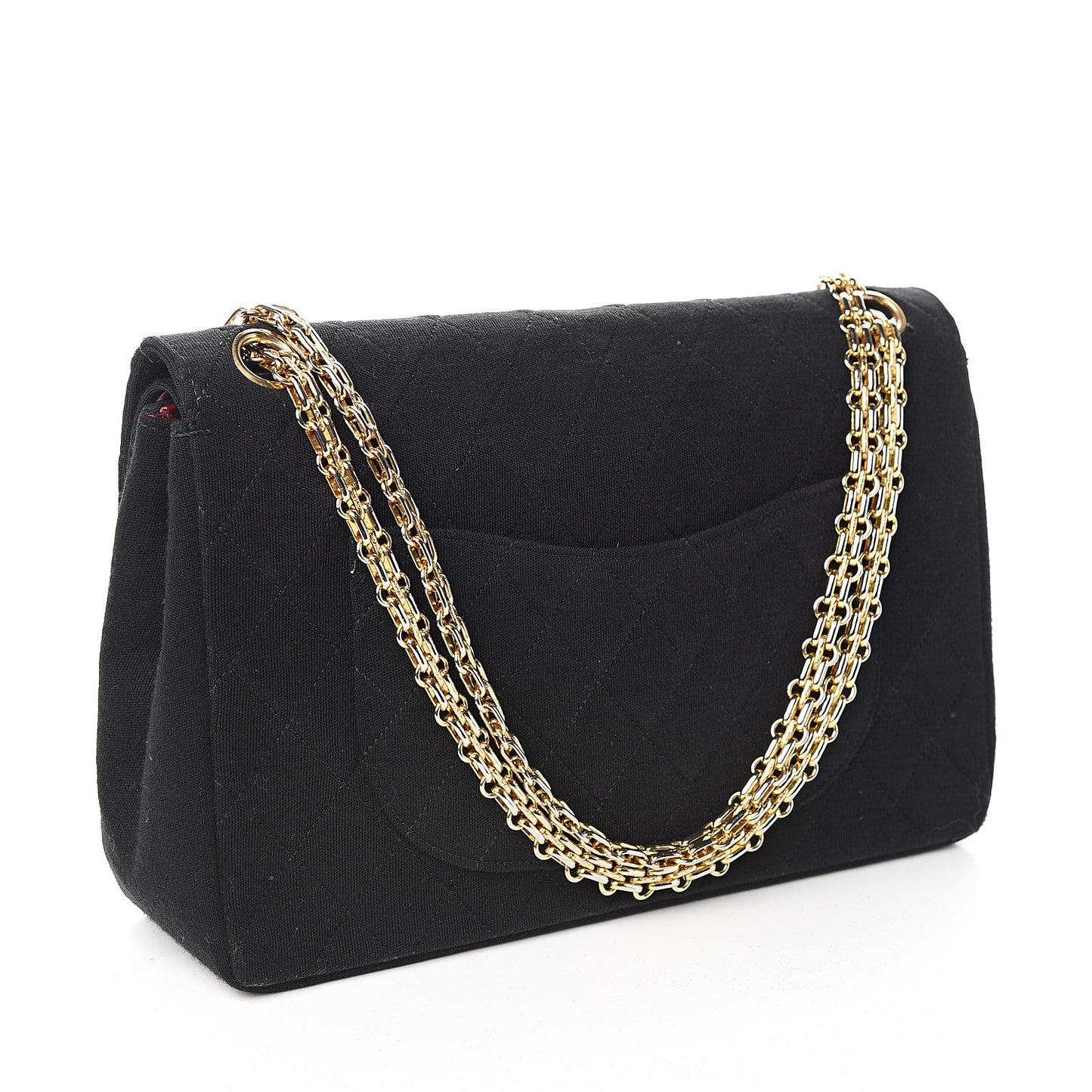Jersey Quilted Medium Double Flap Black